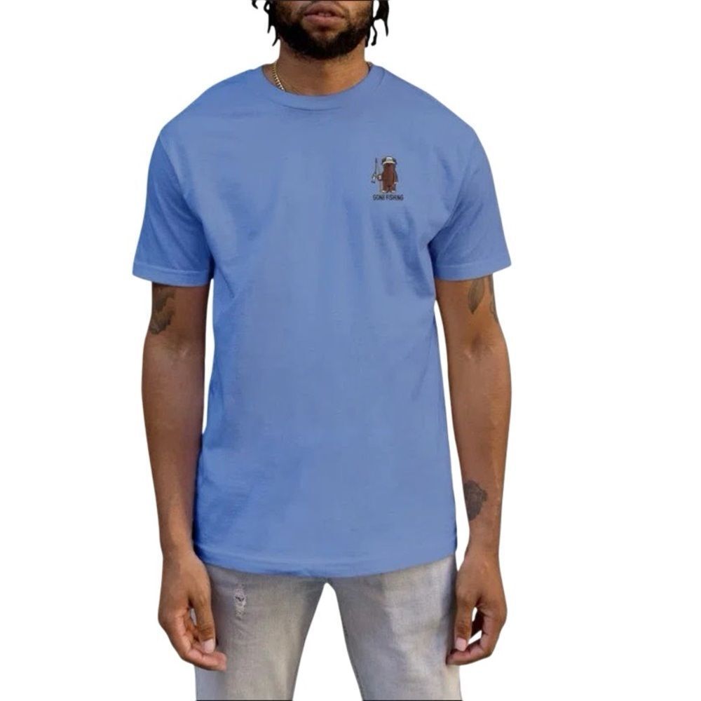 Riot Society Gone Fishing Embroidered Bear Tee Medium NWT